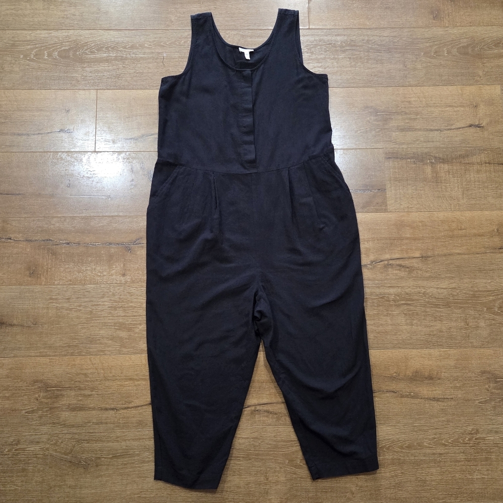 Eileen Fisher Wmns Organic Cotton Linen Relaxed Jumpsuit M Minimal Cottage Norm - Picture 2 of 10
